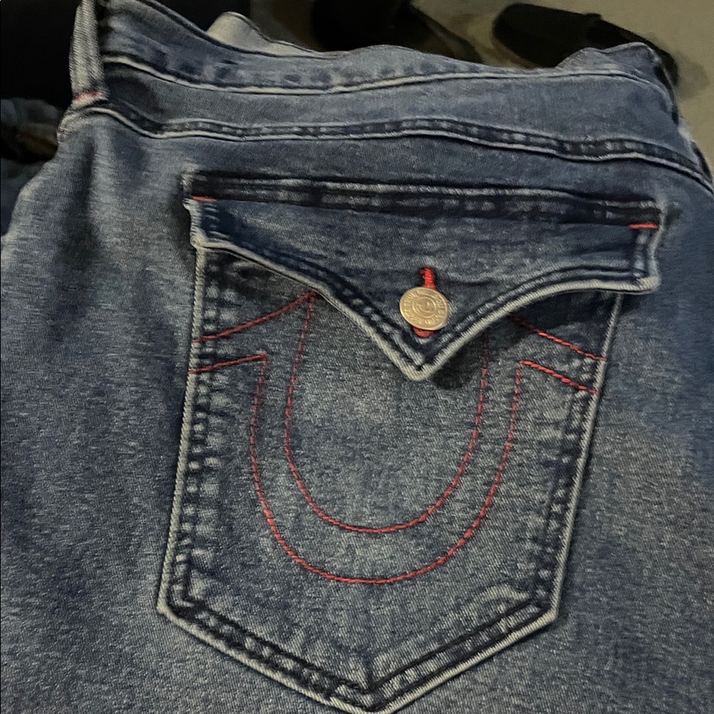 True Religion Women's Denim Jeans with Red Stitching